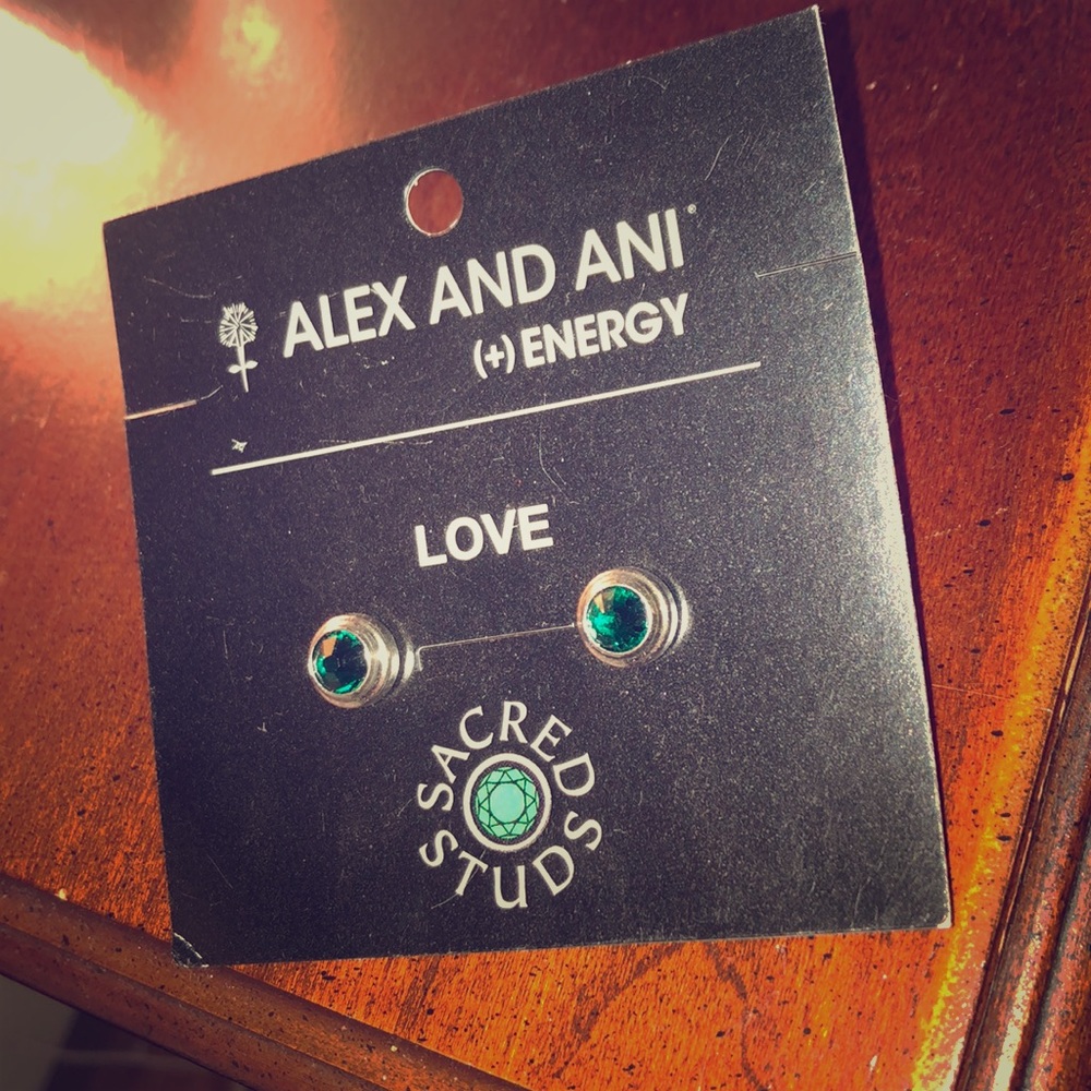 Alex & Ani Emerald “Love” Studs